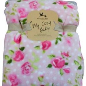 My Cozy Baby Pink Floral Blanket. NEW